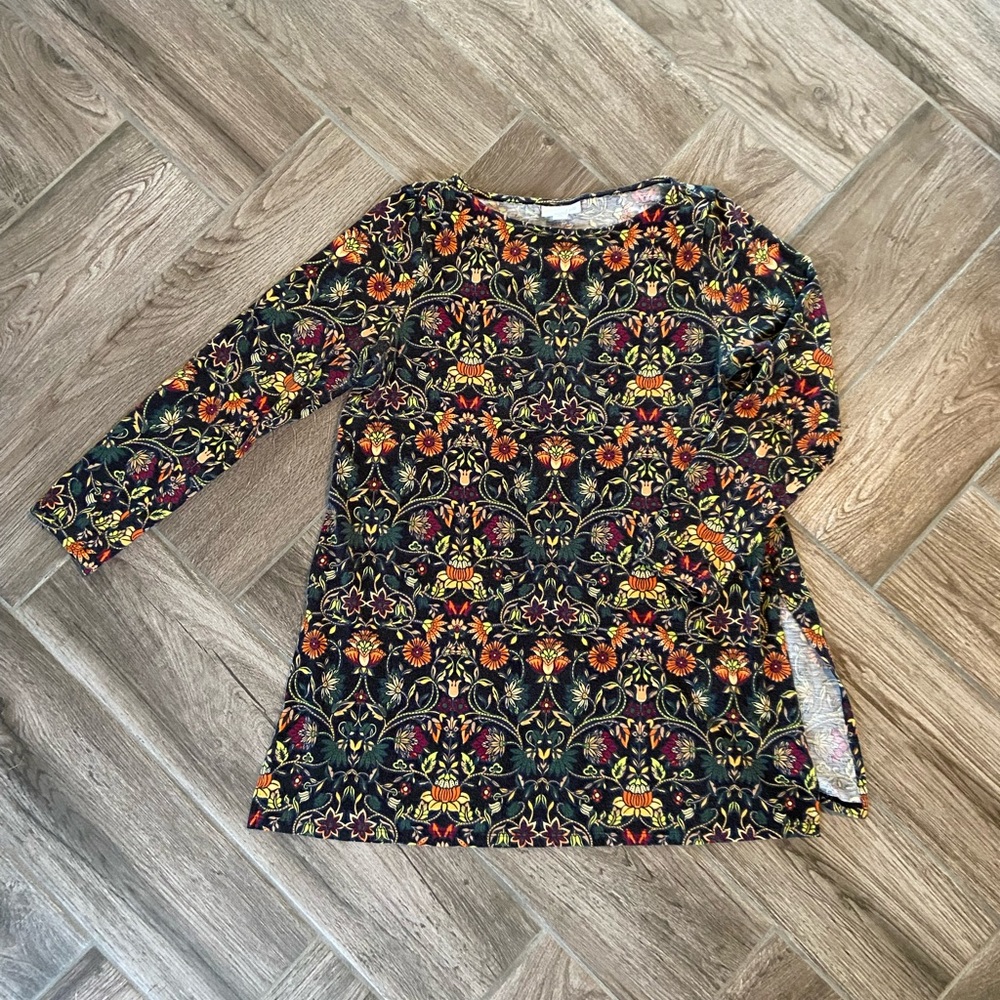 J Jill | Floral Long-Sleeve Slatted Top